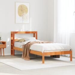 vidaXL viaszbarna tömör fenyőfa ágykeret fejtámlával 100 x 200 cm (3305738)