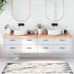 vidaXL világosbarna kezelt tömör fa fürdőszobai pult 200x40x(2-6) cm (3156172)