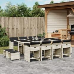 vidaXL 13 részes szürke polyrattan kerti étkezőgarnitúra párnákkal (3277930)
