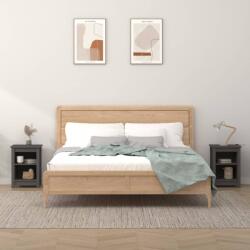 vidaXL 2 db szürke tömör fenyőfa éjjeliszekrény 40 x 35 x 55 cm (820961)