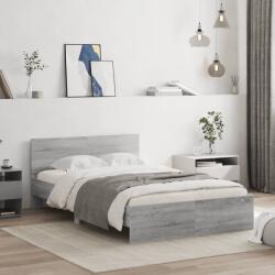vidaXL szürke sonoma színű ágykeret fejtámlával 135 x 190 cm (3207509) - vidaxl