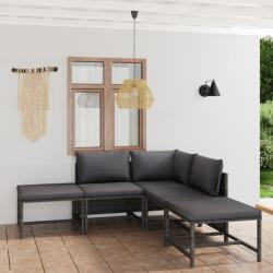 vidaXL 6 részes szürke polyrattan kerti ülőgarnitúra párnákkal (3059755)