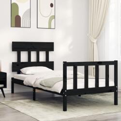 vidaXL fekete tömör fa ágykeret fejtámlával 100 x 200 cm (3193330)