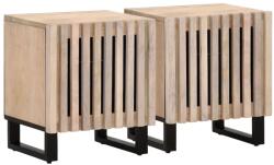 vidaXL 2 db fehérített tömör mangófa éjjeliszekrény 40 x 34 x 46 cm (377423)