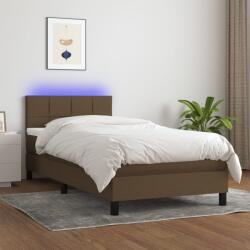vidaXL barna szövet rugós és LED-es ágy matraccal 100x200 cm (3133136)