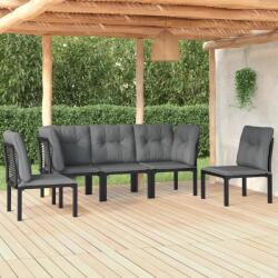 vidaXL 5 részes fekete-szürke polyrattan kerti ülőgarnitúra (3187736)