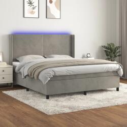 vidaXL világosszürke bársony rugós és LED-es ágy matraccal 160x200 cm (3139451)