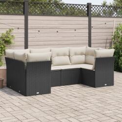 vidaXL 6 részes fekete polyrattan kerti ülőgarnitúra párnákkal (3249945) - vidaxl