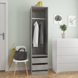 vidaXL betonszürke szerelt fa ruhásszekrény fiókokkal 50 x 50 x 200 cm (800616) - vidaxl