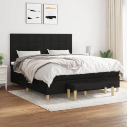 vidaXL fekete szövet rugós ágy matraccal 180 x 200 cm (3137175)