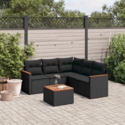 vidaXL 6 részes fekete polyrattan kerti ülőgarnitúra párnákkal (3258366) - vidaxl