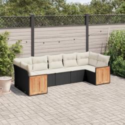vidaXL 7 részes fekete polyrattan kerti ülőgarnitúra párnával (3260348) - vidaxl