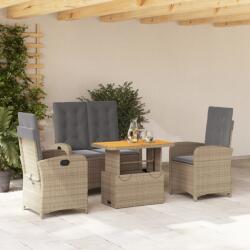 vidaXL 4 részes bézs polyrattan kerti étkezőgarnitúra párnákkal (3277371) - vidaxl