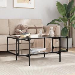 vidaXL acél dohányzóasztal fekete üveglappal 98, 5 x 50 x 45 cm (846043)