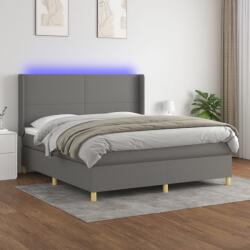 vidaXL sötétszürke szövet rugós és LED-es ágy matraccal 180 x 200 cm (3138734)