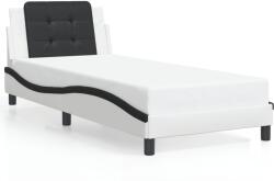 vidaXL fehér és fekete műbőr ágykeret fejtámlával 90x190 cm (3208155)