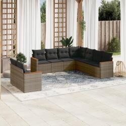 vidaXL 9 részes szürke polyrattan kerti ülőgarnitúra párnákkal (3226102) - vidaxl
