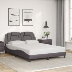 vidaXL szürke műbőr ágykeret fejtámlával 140 x 200 cm (3208099) - vidaxl