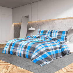 vidaXL kék és szürke pamut ágyneműhuzat-garnitúra 200 x 200 cm (136066)