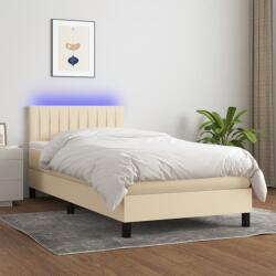 vidaXL krémszínű szövet rugós és LED-es ágy matraccal 90x200 cm (3133290)