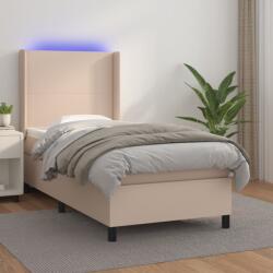 vidaXL cappuccino színű műbőr rugós ágy matraccal és LED-del 100x200cm (3139252) - vidaxl