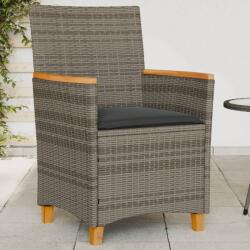 vidaXL 2 db szürke polyrattan és tömör fa kerti szék párnával (368721)