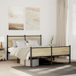 vidaXL sonoma tölgy színű fém ágykeret matrac nélkül 150 x 200 cm (3301399)
