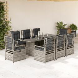 vidaXL 9 részes szürke polyrattan kerti étkezőgarnitúra párnával (3262929)