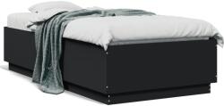 vidaXL fekete szerelt fa ágykeret LED-del 75x190 cm (3209668)