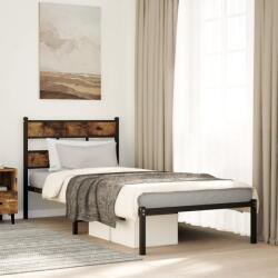 vidaXL füstös tölgy színű fém ágykeret matrac nélkül 90 x 200 cm (4017046)