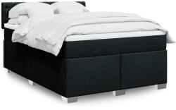 vidaXL fekete szövet rugós ágy matraccal 140 x 200 cm (3288220)