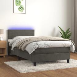 vidaXL sötétszürke bársony rugós és LED-es ágy matraccal 80 x 200 cm (3134430)