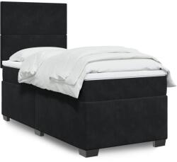 vidaXL fekete bársony rugós ágy matraccal 100 x 200 cm (3290830)