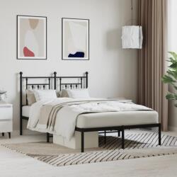 vidaXL fekete fém ágykeret fejtámlával 135 x 190 cm (353536)