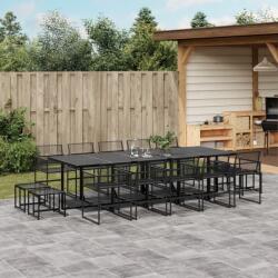 vidaXL 15 részes fekete polyrattan kerti étkezőgarnitúra (3295056) - vidaxl
