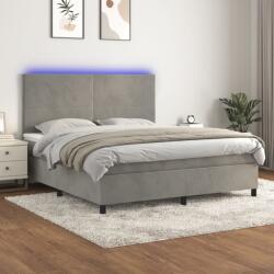 vidaXL világosszürke bársony rugós és LED-es ágy matraccal 180x200 cm (3136017)