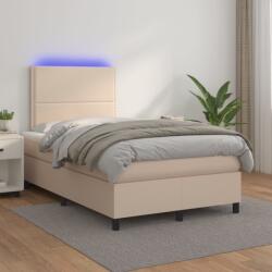 vidaXL cappuccino színű műbőr rugós ágy matraccal és LED-del 120x200cm (3135878)