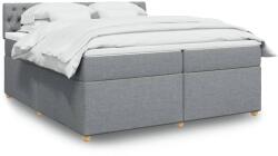 vidaXL világosszürke szövet rugós ágy matraccal 200 x 200 cm (3286794)