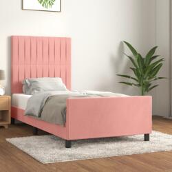 vidaXL rózsaszín bársony ágykeret fejtámlával 90x200 cm (3125860)