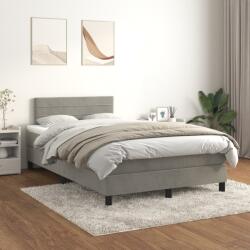 vidaXL világosszürke bársony rugós ágy matraccal 120 x 200 cm (3141353)