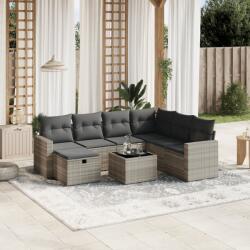 vidaXL 8 részes világosszürke polyrattan kerti ülőgarnitúra párnával (3263538)