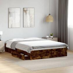 vidaXL füstös tölgy színű szerelt fa ágykeret fiókokkal 120 x 190 cm (3280703)