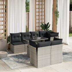 vidaXL 8 részes világosszürke polyrattan kerti ülőgarnitúra párnával (3266412)