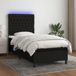 vidaXL fekete szövet rugós és LED-es ágy matraccal 90x200 cm (3135087)