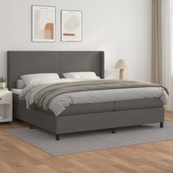 vidaXL szürke műbőr rugós ágy matraccal 200 x 200 cm (3132403)