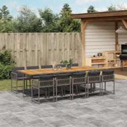 vidaXL 11 részes szürke polyrattan kerti ülőgarnitúra párnákkal (3211478)