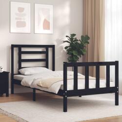 vidaXL fekete tömör fa ágykeret fejtámlával 100 x 200 cm (3192875)
