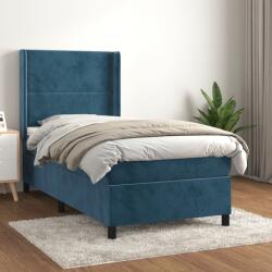 vidaXL sötétkék bársony rugós ágy matraccal 90 x 200 cm (3132601)
