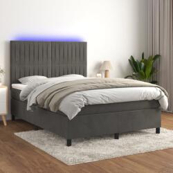 vidaXL sötétszürke bársony rugós és LED-es ágy matraccal 140x200 cm (3136246)