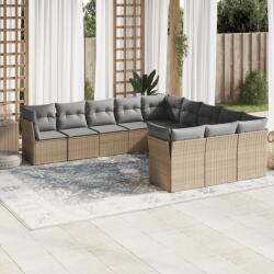 vidaXL 11 részes bézs polyrattan kerti ülőgarnitúra párnákkal (3218409)